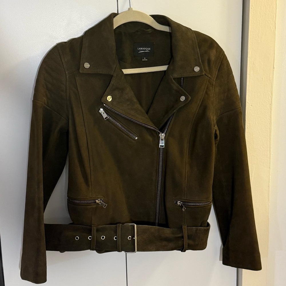 Lamarque Suede Leather Biker Moto Jacket